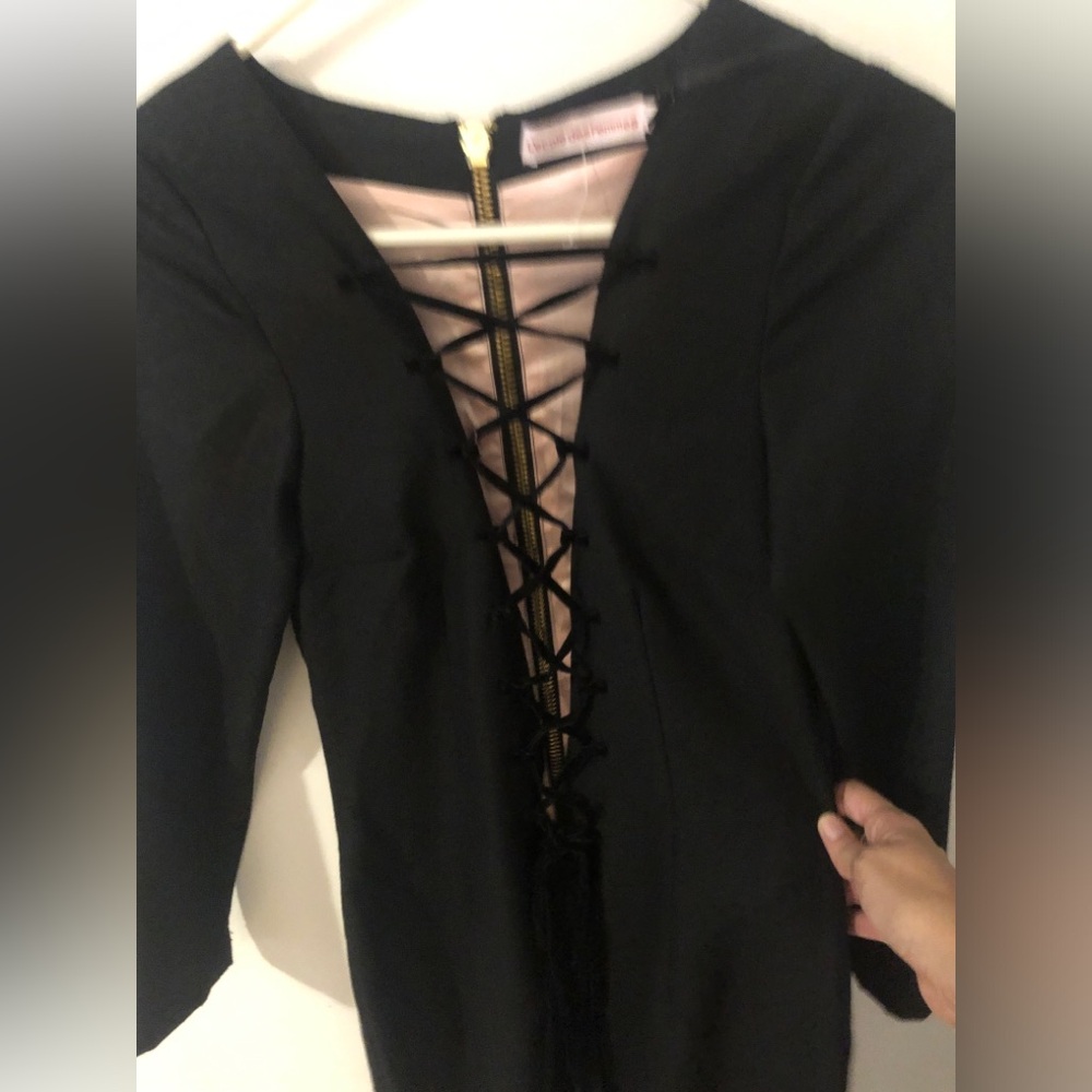 NWT L' Ecole Des Femmes Jane Bondage Black Dress size 2 wool blend - Picture 3 of 11